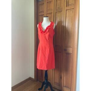 Sharagano Orange Linen Blend Sheath Dress, Size 8